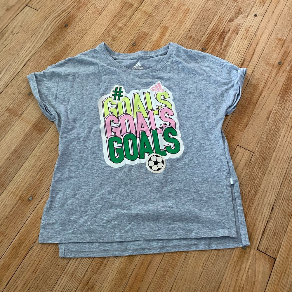 Girl 10-12 Adidas Soccer Goal Short Sleeve Tshirt